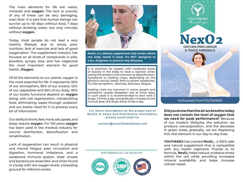 Cellular oxygenation NexO2 “liquid oxygen”.